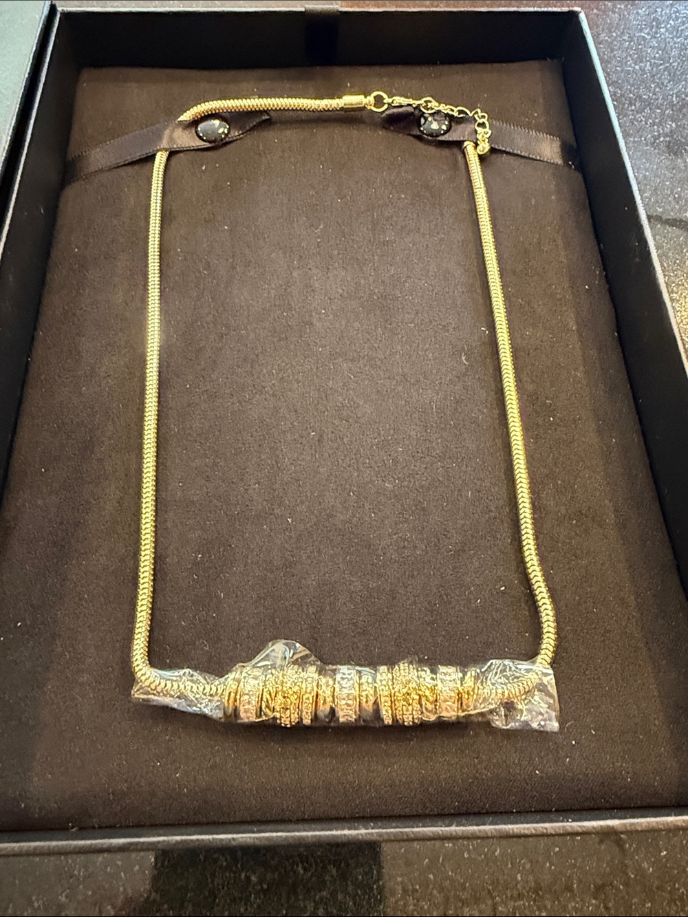 Ross-Simons Gold-Tone Necklace with Textured Pendant